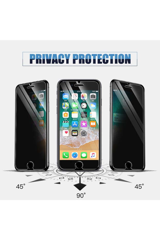 واقي شاشة غير مرئي من الجانبين متوافق مع iPhone SE 2020 / iPhone SE 2022 باللون الأسود
