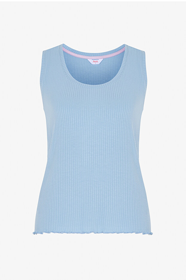 Blaues Ella Solid Athlete Pyjama-Oberteil - 5