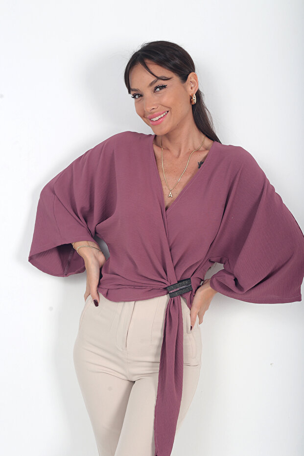 Women's Double Breasted Collar Short Ayrobin Blouse