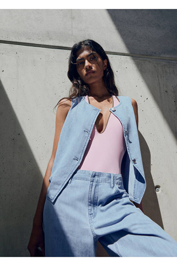 Denim Vest with Buttons