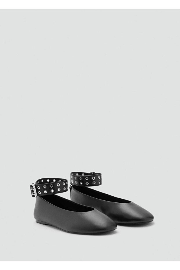 Perforated Ballerina Shoes with Straps