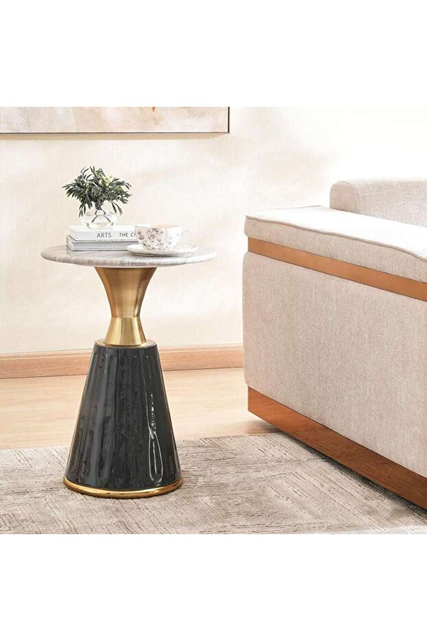 Laron End Table Marble - Beige Grey