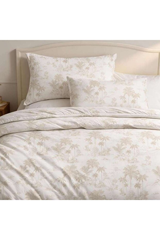Reflection Home Oasis Palm Printed 3-piece Queen Comforter Set 200x240cm -beige