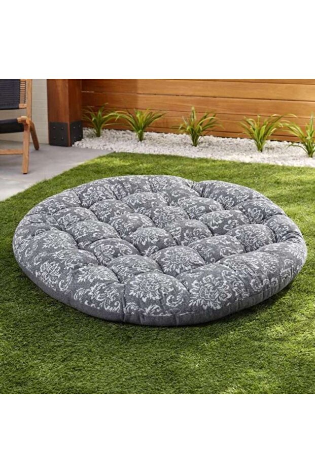 Damask Botanical Print Round Cushion 240 Gsm 45x45x45cm - Green
