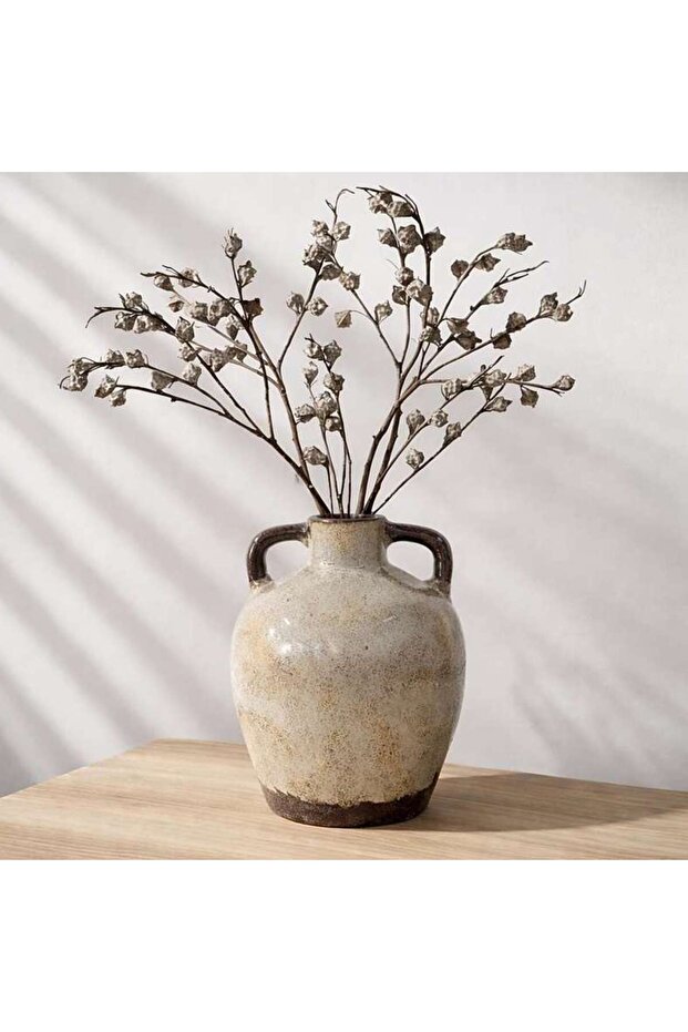 Zanzibar Terracotta Highgloss Vase With Handle 22.86x22.86x29.21cm - Grey