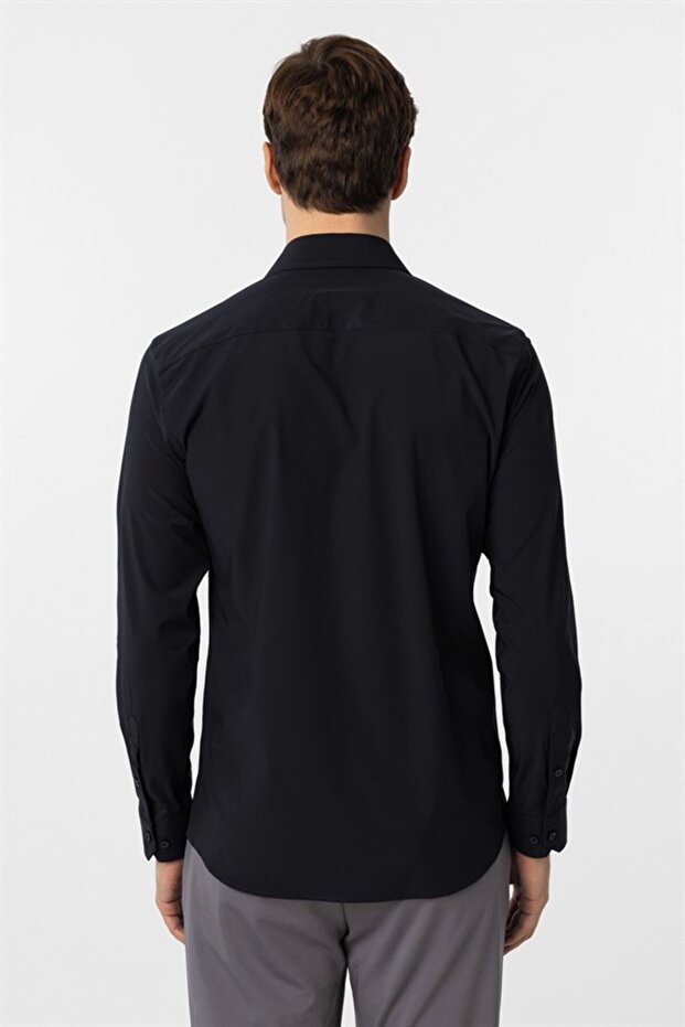 Angular Cuff Slim Plain Shirt - 4
