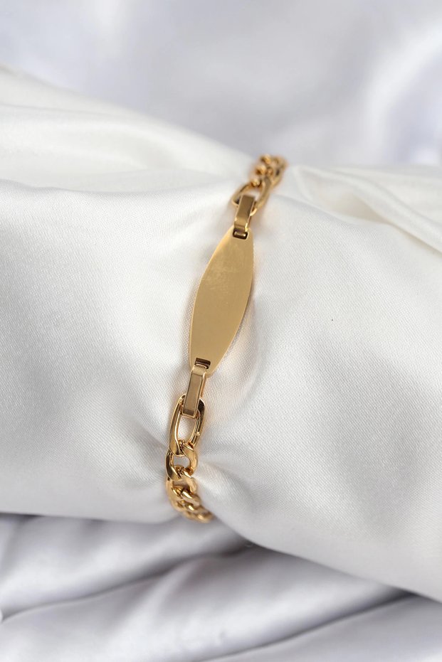 316L Steel Gold Color Oval Suitable for Writing Women's Bracelet