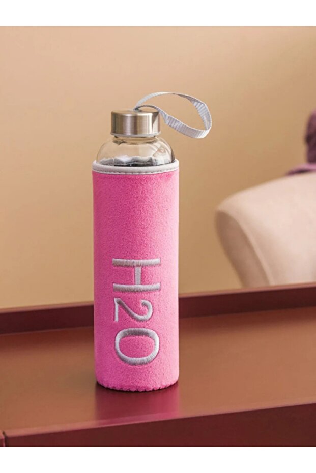 H2O Glass Flask with Plush Cover 600 ml