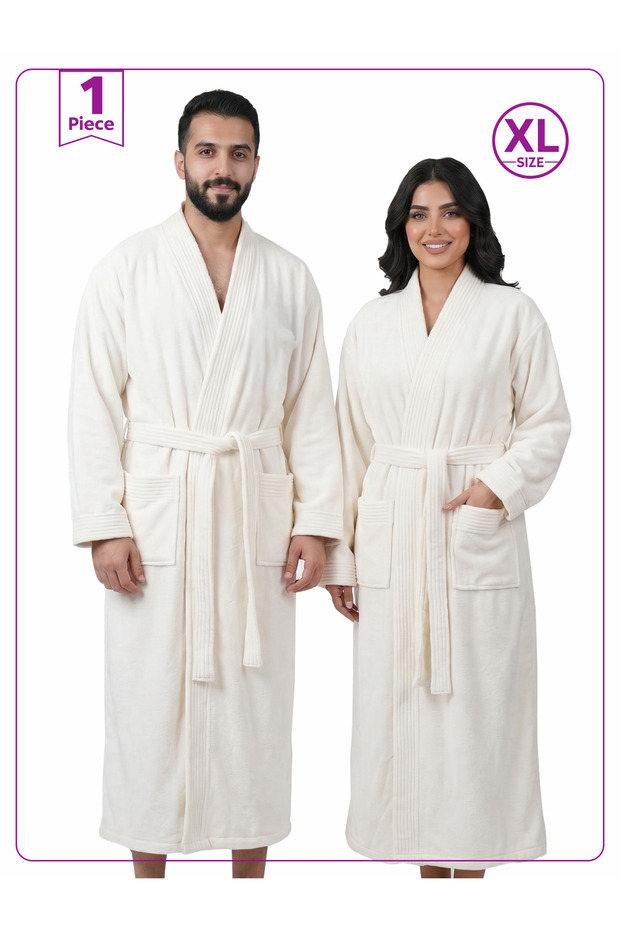 1 Pcs Unisex XL Kimono Collar 330Gsm Microfiber Quick Absorbent and Dry Bathrobe with Belt and Pockets