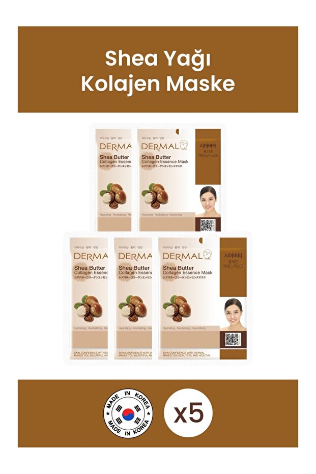 Moisturizing, Revitalizing, Nourishing Collagen Mask with Shea Butter Extract 23 Gr 5 Pieces