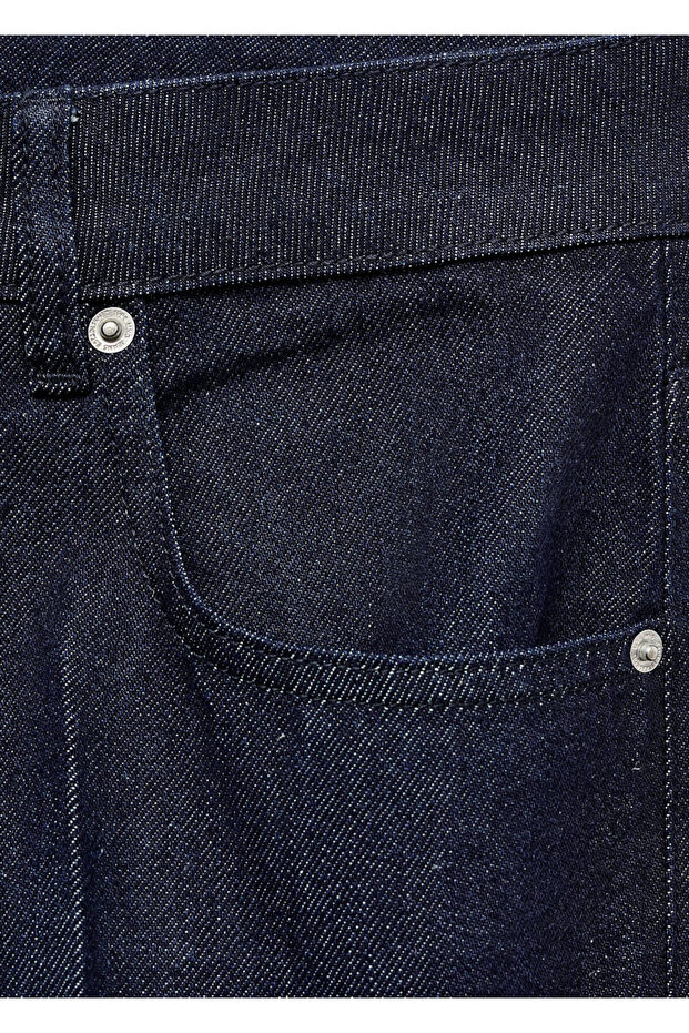 Low-Waisted Button Straight Cut Jeans - 5