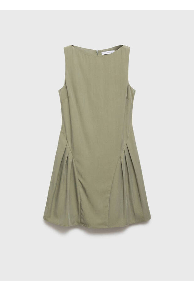 Rochie plisată cu decolteu bărcuță - 3