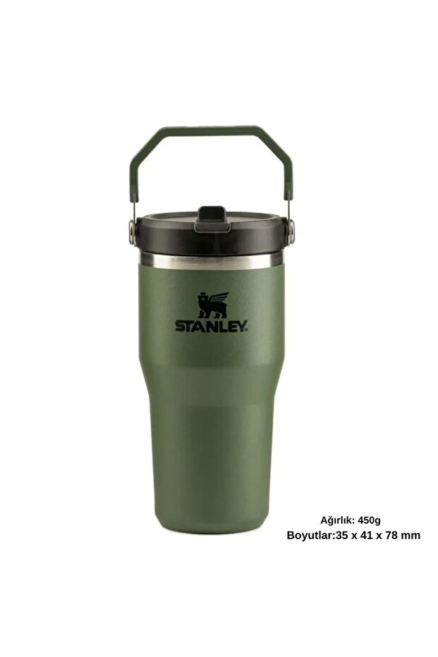Iceflow™ Flip Straw Tumbler Pipetli Termos | 0.60 L Haki - 4
