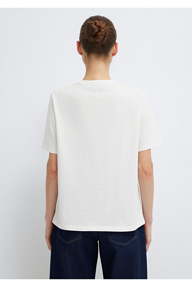 Ekru Basic Tişört Regular Fit / Normal Kesim 1600965-33389 - 6