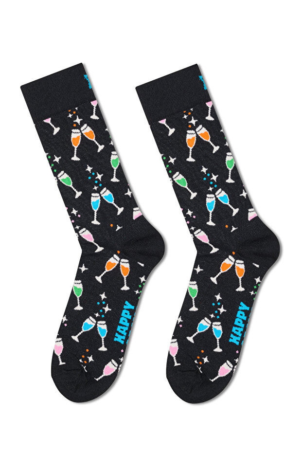 جوارب Happy Socks للرجال من القطن باللون الأسود P003225