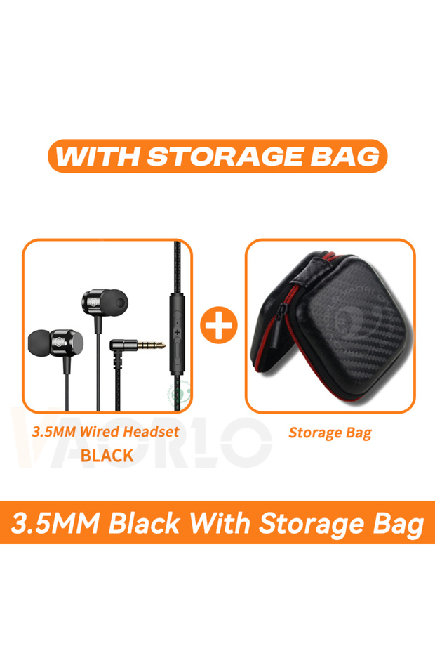 3.5MM Black With Bag 9D HIFI Heavy Bass Game Earphones 3.5MM AUX/Type-C 90° L Elbow Metal Magnetic M