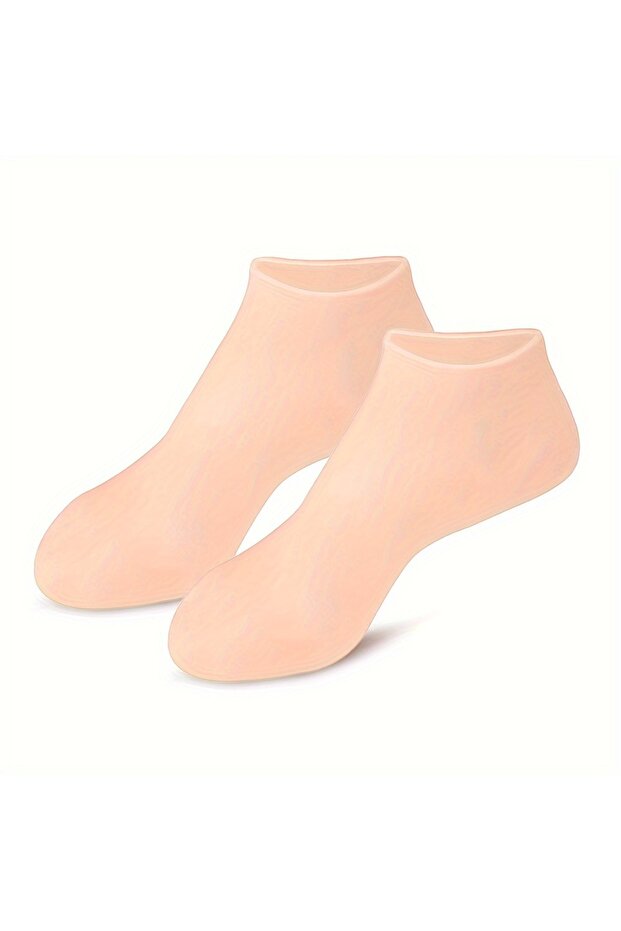 2PC-Skin Silicone Moisturizing Foot Socks, 2 Pack, for Dry and Cracked Feet - with Body Lotion Sooth