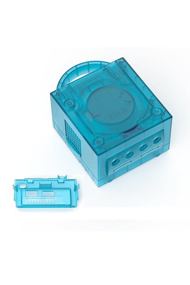 غطاء بديل شفاف لجهاز Gamecube NGC من Bitfunx باللون الأزرق الجليدي لجهاز Gamecube NGC GC