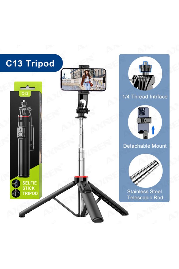 C13 Selfie Tripod AXNEN Mobile Phone Tripod C12/C13 Tipods for Cellphone Gopro Action Camera, 1325mm