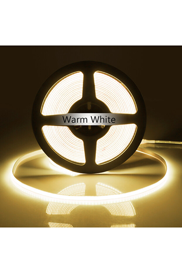 5m Warm White Dupont Interface COB LED Strip Light High Density Linear Lighting Flexible Tape Parall