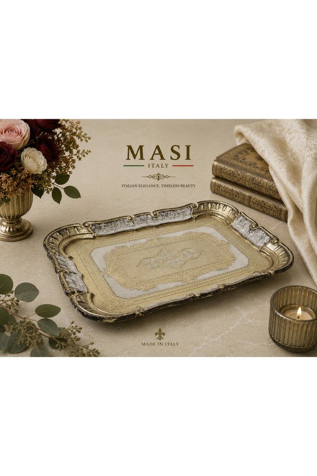 MASI MS56 صينية قهوة مستطيلة 26*19 عاجي