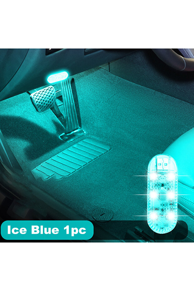 1pc ice blue LED Car Mini Touch Light USB Charging Portable Auto Roof Ceiling Reading Night Lamp Wi