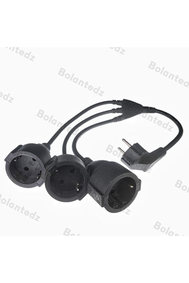 3AC 0.5M black EU European Power Extension Cord with 2 3 AC Schuko Socket 250 V/16A Supply Electric