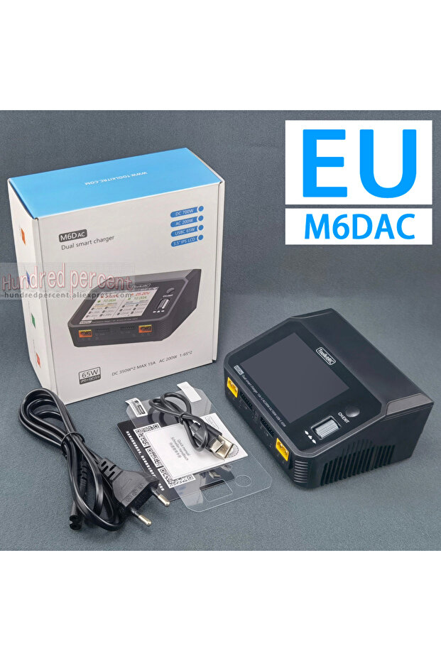 شاحن ToolkitRC EU M6DAC ذكي ثنائي القناة 2CH AC200W DC700W مع شاشة IPS 3.5 بوصة
