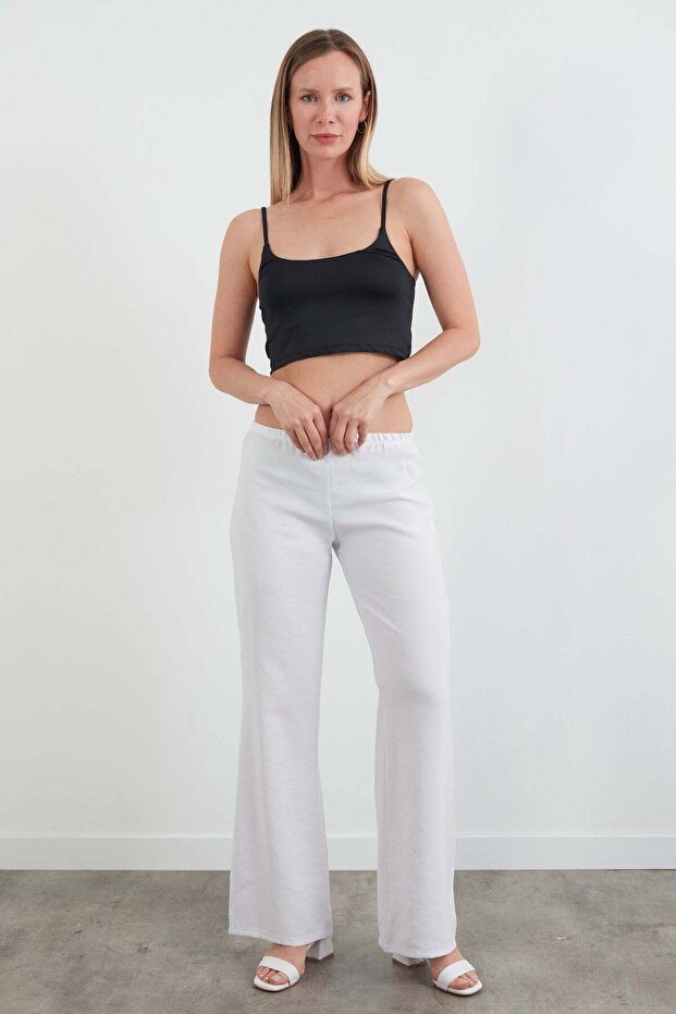 Elastic Waist Low Waist Modal Palazzo Trousers