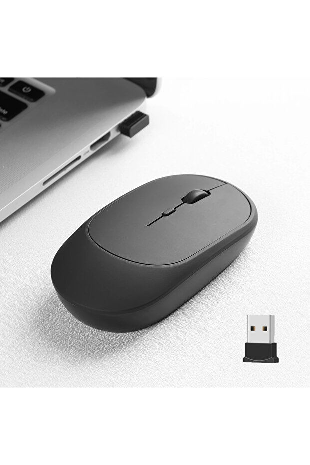 ماوس لاسلكي قابل لإعادة الشحن من MouseBlack، ماوس ألعاب ثنائي الوضع، متوافق مع تقنية بلوتوث بتردد 2.4 جيجا هرتز، مناسب للاستخدام على الركبة