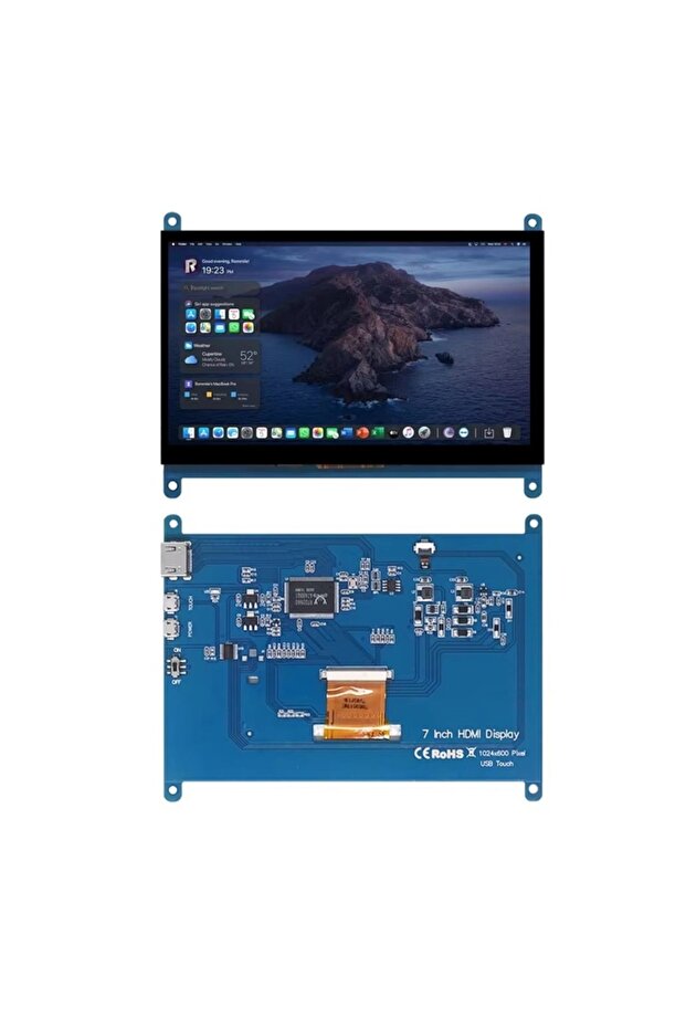 شاشة لمس IPS LCD مقاس 7 بوصات Raspberry Pi 4/3/2/B/B+/A+ بدقة 1024x600 وشاشة لمس سعوية IPS 5 نقاط