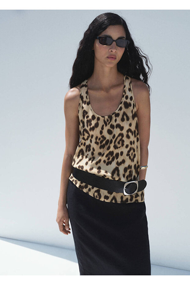 Animal Patterned Fluid Blouse