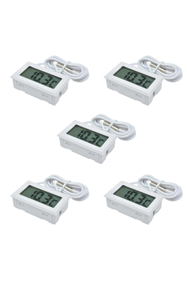 5Pcs FY-10 1M White Mini Digital Thermometer -20°C to 110°C LCD Display with 1Meter NTC Sensor for H