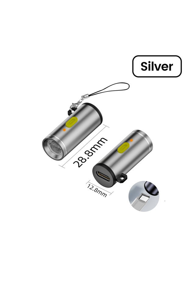 silver Type-C to Mini Cigarette Lighter Portable Press type Cigarette Lighter Outdoor Safety Portabl