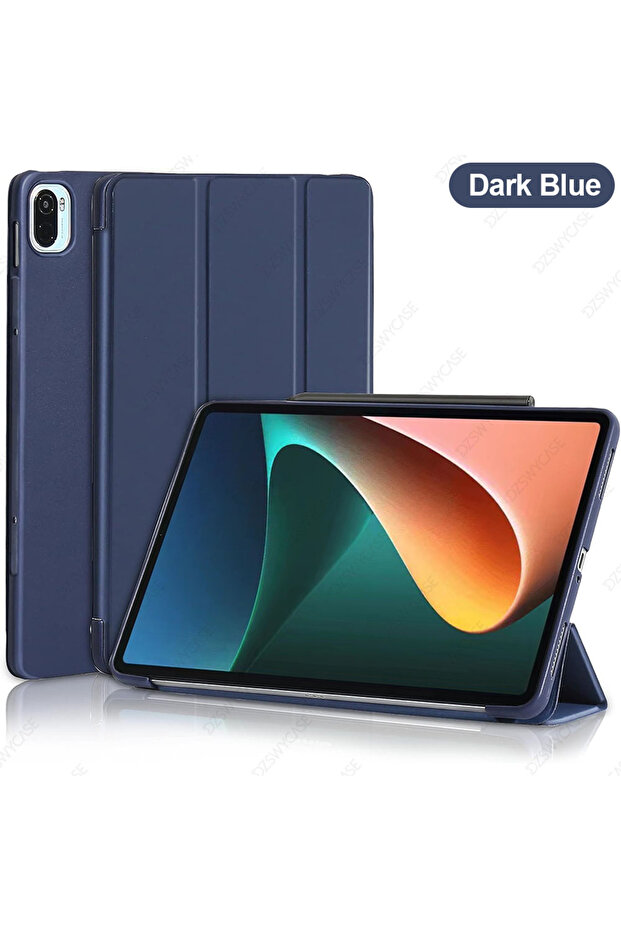 جراب أزرق داكن لجهاز Mi Pad 5/5 Pro مقاس 11 بوصة (إصدار 2021)، غطاء أمامي ناعم وغطاء خلفي مرن، خاصية التشغيل/الإيقاف التلقائي