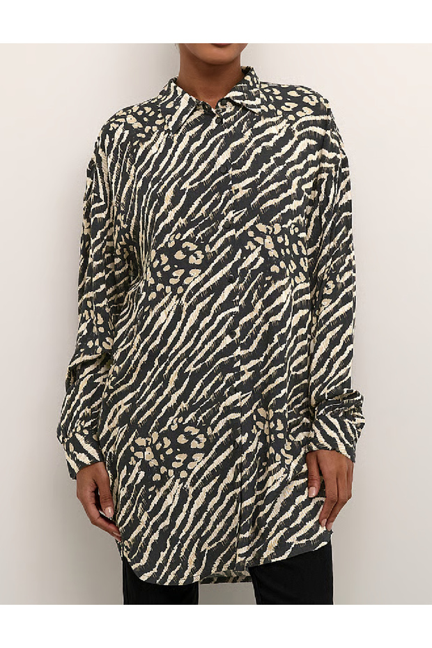 Camasa Oversize, Negru/Crem