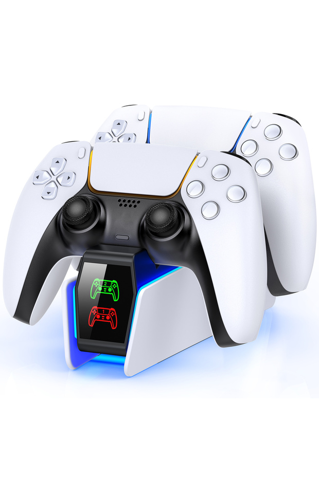 FC300 WITH RGB DinoFire FC304 Charging Station for PS5 Controller,Dual Fast Charger Dock for 2 DualS