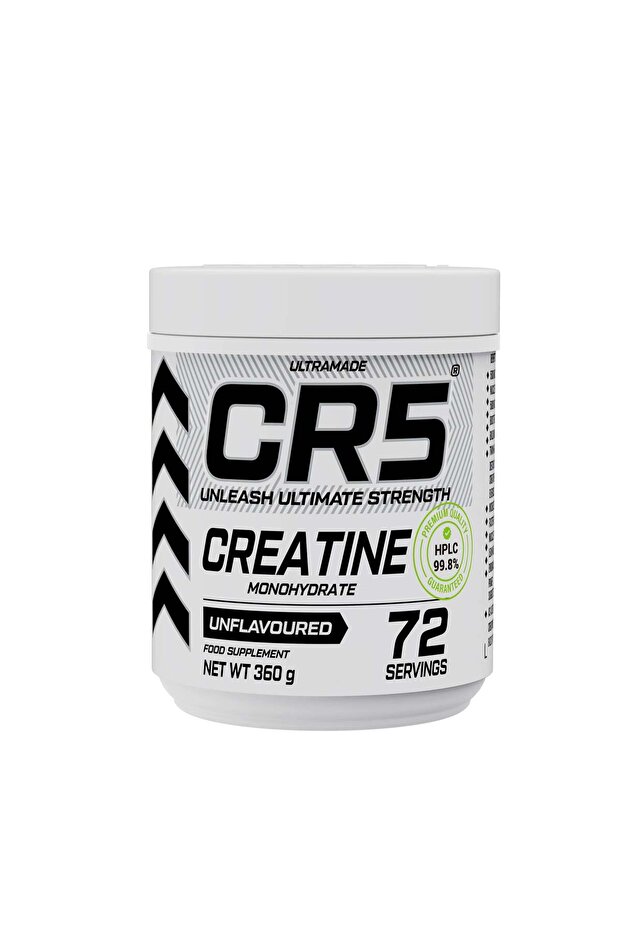 CR5 Creatine Monohydrate Powder 360g (72 Servings) - Unflavoured, Micronized, 99.8% HPLC - Tested