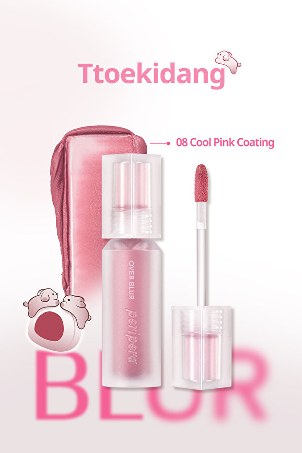 PERIPERA Over Blur Tint - طلاء وردي رائع يدوم طوال اليوم، ملمع ناعم، يقدم (008)
