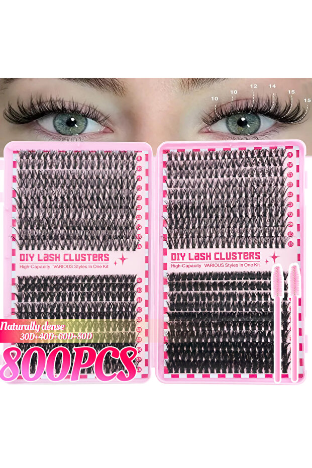 رموش صناعية فردية D curl-800PCS 320/600/800 قطعة تتضمن فرشاة للرموش، ناعمة للغاية وخفيفة الوزن