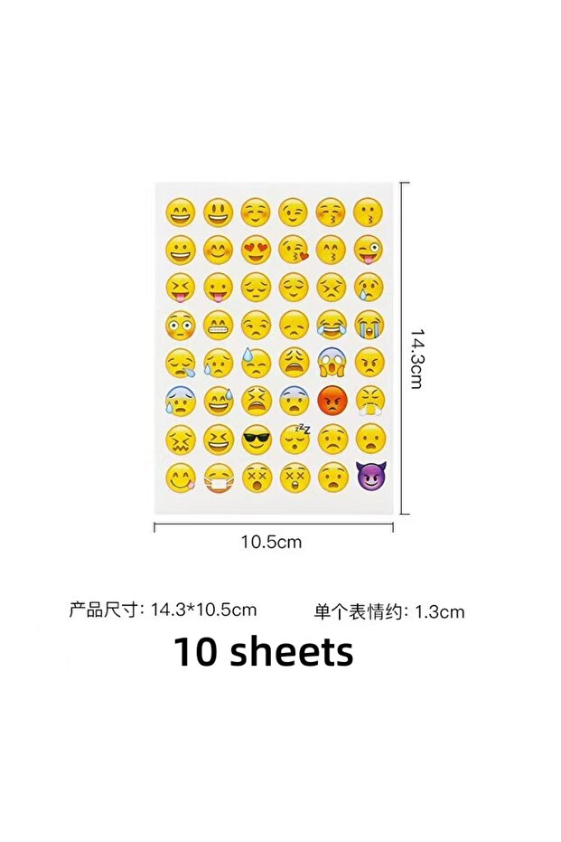 10 sheets Encouraging Sticker Set for Mobile Emojis Cartoon Smiley Decorative Material for Diary Scr