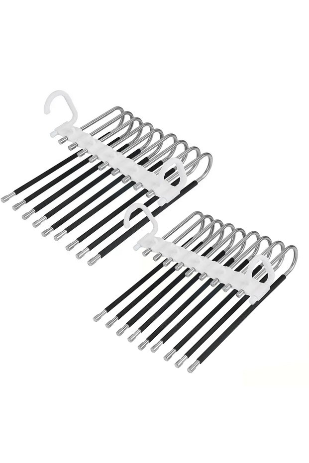 2pcs Upgrade 9 Layers Pants Hangers Space Saving, Jeans Hangers Non Slip Stainless Steel Multifuncti