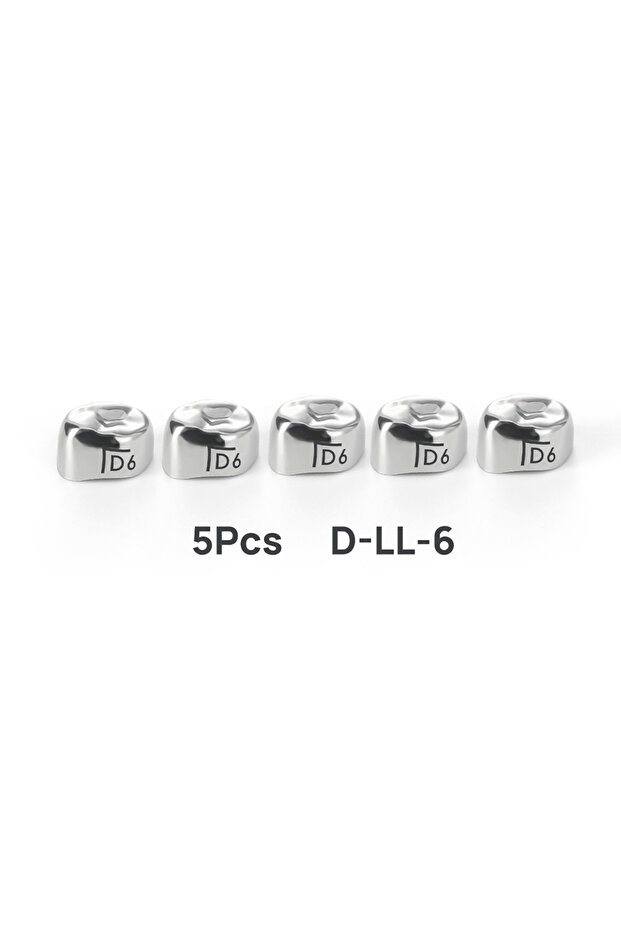 D-LL-6 5PCS Dental Crowns Preformed Metal Crown Stainless Steel Temporary Crowns Dentistry Orthodont