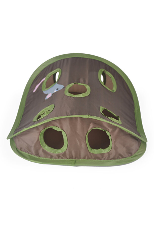 Nine hole tunnel Cat Toy Folding Nine Hole Cloth Tunnel Plush Mouse Cat Grab Ball Bell Fun Decompres