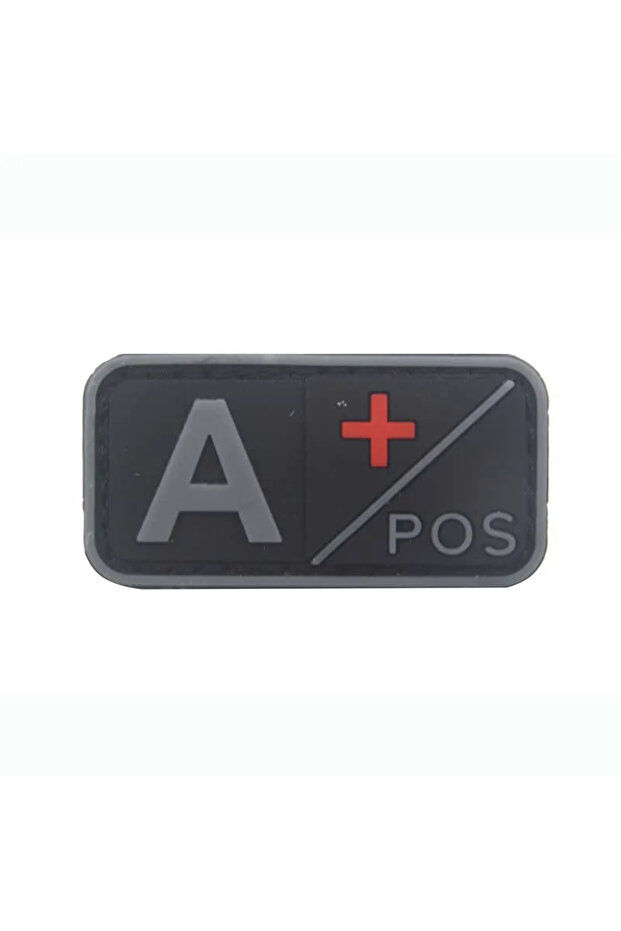 شارة فصيلة الدم ثلاثية الأبعاد رمادية اللون A POS مقاس 5*2.5 سم، أحرف A+ B+ AB+ O+ A- B- AB- O- من مادة PVC، تكتيكية