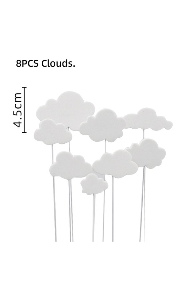 8pcs Clouds Bunny Train Cake Topper Pink Rabbit Girls Theme Decoration Princess Girl's Years Old Cak