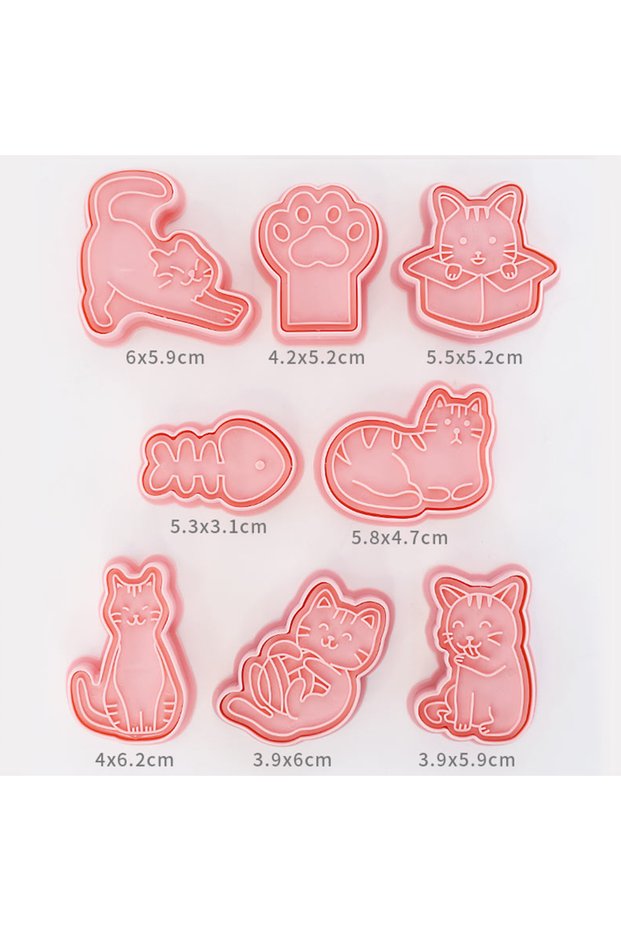 8pcs cats 8Pcs Jungle Safari Cookie Cutter Biscuit Baking Mold Dinosaur Dog Cat Bear Foreset Animals