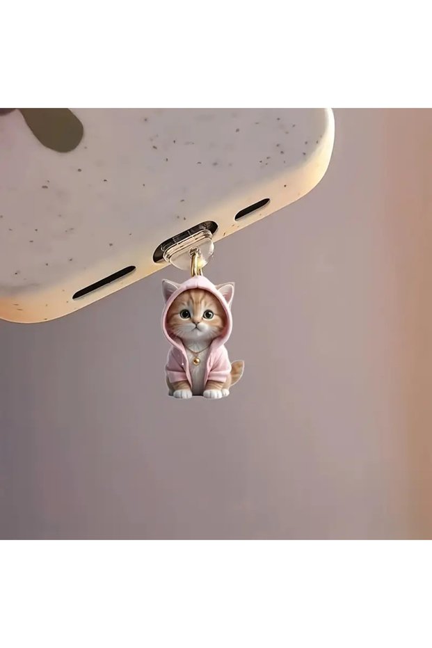 pink1 for iPhone Cute Cat Decorative Accessories Hanging Accessories Universal Dust Plug 2D Phone Du