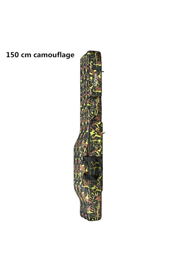 Camouflage150cm 1.3m/1.5m 2-Layer Foldable Large Belly Sea Fishing Bag, Double Shoulder Fishing Rod