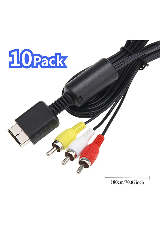١٠ قطع من كابلات AV إلى RCA المركبة ستيريو لجهاز بلاي ستيشن ٢/٣